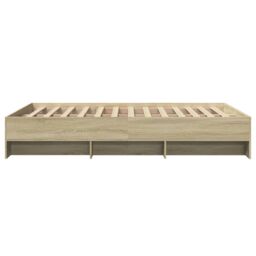 Berkfield Home Bed Frame without Mattress Sonoma Oak 135x190 cm Double Engineered Wood in Brown - thumbnail 6