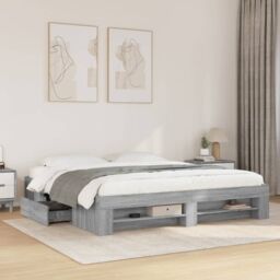 Berkfield Home Bed Frame without Mattress Grey Sonoma 180x200 cm Super King Engineered Wood - thumbnail 1