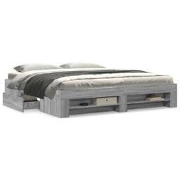 Berkfield Home Bed Frame without Mattress Grey Sonoma 180x200 cm Super King Engineered Wood - thumbnail 4