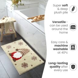 Allure Bath Fashions Neutral Gonk Christmas Bath Mat - Non Slip & Super Soft in Beige - thumbnail 4