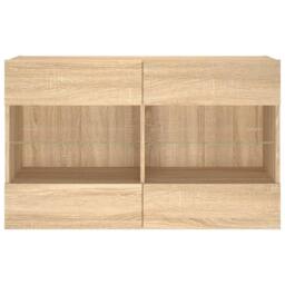 Berkfield Home TV Wall Cabinet with LED Lights Sonoma Oak 98.5x30x60.5 cm in Brown - thumbnail 7