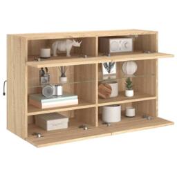 Berkfield Home TV Wall Cabinet with LED Lights Sonoma Oak 98.5x30x60.5 cm in Brown - thumbnail 6