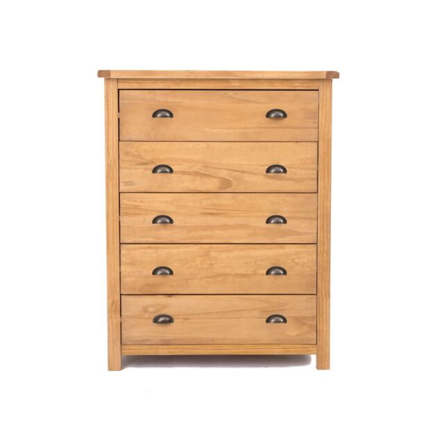 Cabinet Bits Lugo 5 Drawer Chest of Drawers Brass Cup Handle in Light Brown - image 1