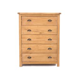 Cabinet Bits Lugo 5 Drawer Chest of Drawers Brass Cup Handle in Light Brown - thumbnail 1