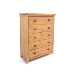 Cabinet Bits Lugo 5 Drawer Chest of Drawers Brass Cup Handle in Light Brown - thumbnail 2