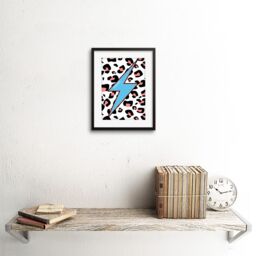 "Artery8 Wall Art Print Leopard Coral & Blue Strong Reverse Art Black Framed 9x7 inch - Size: W7"" x H9""" - thumbnail 2