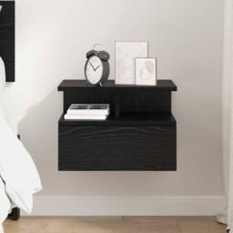 Berkfield Home Modern Floating Nightstand Black Oak 40x31x27 cm Engineered Wood - Size: 40 x 31 x 27 cm - thumbnail 4