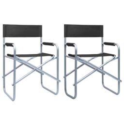 Berkfield Home Director's Chairs 2 pcs Steel Black - thumbnail 1