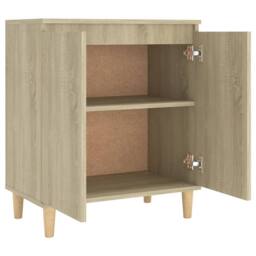 Berkfield Home Sideboard with Solid Wood Legs Sonoma Oak 60x35x70 cm Engineered Wood in Light Tan - Size: 60 x 35 x 70 cm - thumbnail 7