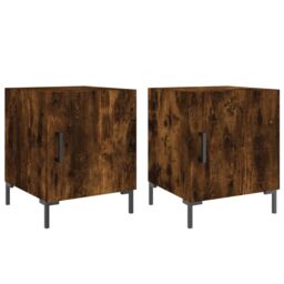 Berkfield Home Bedside Cabinets 2 pcs Smoked Oak 40x40x50 cm Engineered Wood in Brown - Size: 40 x 40 x 50 cm - thumbnail 2