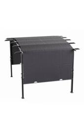 Living and Home 12x9ft Arc-Shaped Steel Pergola with Retractable Canopy in Black - thumbnail 5