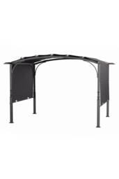 Living and Home 12x9ft Arc-Shaped Steel Pergola with Retractable Canopy in Black - thumbnail 4