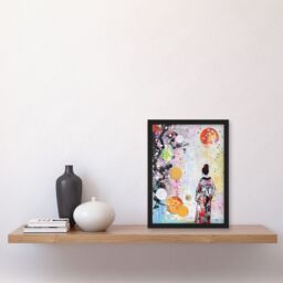 Artery8 Geisha Floral Kimono Japan Abstract Fantasy Art Framed Art Print - Size: A4 - thumbnail 4