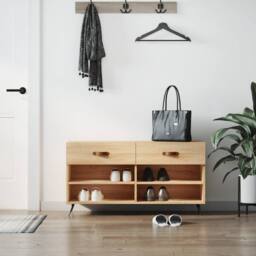 Berkfield Home Shoe Bench Sonoma Oak 102x35x55 cm Engineered Wood in Brown - Size: 102 x 35 x 55 cm - thumbnail 2