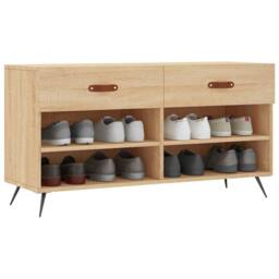 Berkfield Home Shoe Bench Sonoma Oak 102x35x55 cm Engineered Wood in Brown - Size: 102 x 35 x 55 cm