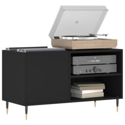 Berkfield Home Record Cabinet Black 85x38x48 cm Engineered Wood - Size: 85 x 38 x 48 cm - thumbnail 3