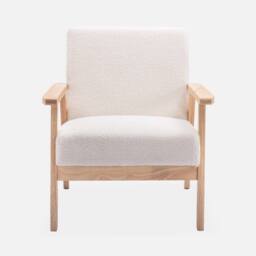 sweeek Armchair & Love Seat In Boucle Fabric & Rubber Wood in White - thumbnail 3
