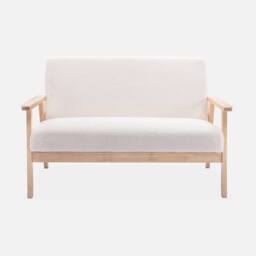 sweeek Armchair & Love Seat In Boucle Fabric & Rubber Wood in White - thumbnail 2