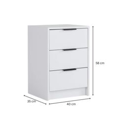 Home Source Phoenix Bedside 3 Drawer Storage Bedroom Nightstand Lamp Side Table in White - thumbnail 8