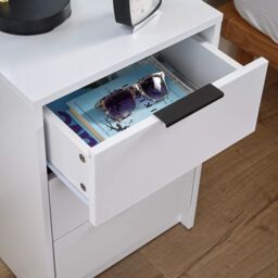 Home Source Phoenix Bedside 3 Drawer Storage Bedroom Nightstand Lamp Side Table in White - thumbnail 6