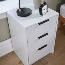 Home Source Phoenix Bedside 3 Drawer Storage Bedroom Nightstand Lamp Side Table in White - thumbnail 4
