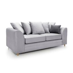 Abakus Direct Chicago Spill-Proof Velvet 3 Seater Sofa in Light Grey - thumbnail 3