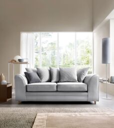 Abakus Direct Chicago Spill-Proof Velvet 3 Seater Sofa in Light Grey - thumbnail 1