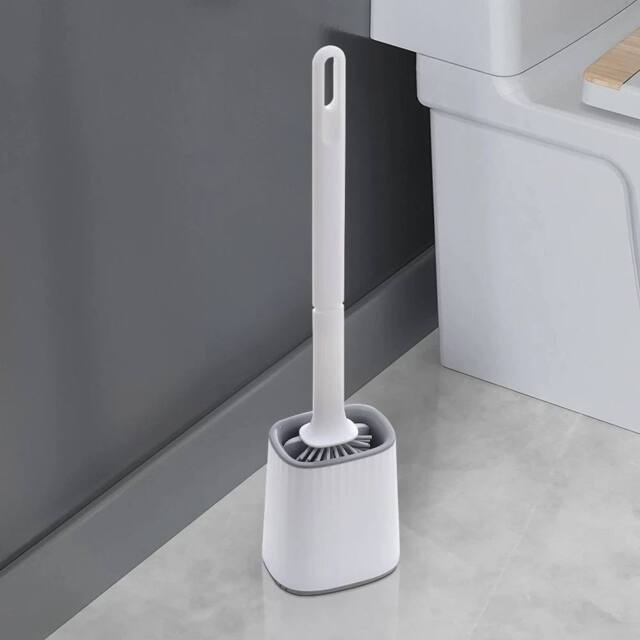 EONLION Toilet Brush & Holder Bathroom Toilet Brush Holder in White - image 1