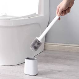 EONLION Toilet Brush & Holder Bathroom Toilet Brush Holder in White - thumbnail 5