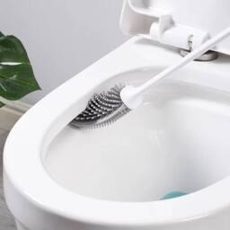 EONLION Toilet Brush & Holder Bathroom Toilet Brush Holder in White - thumbnail 3