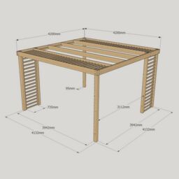 Rutland County Garden Furniture Ltd Panel Pergola - Wood - L420 x W420 cm - Rustic Brown in Light Green - thumbnail 5