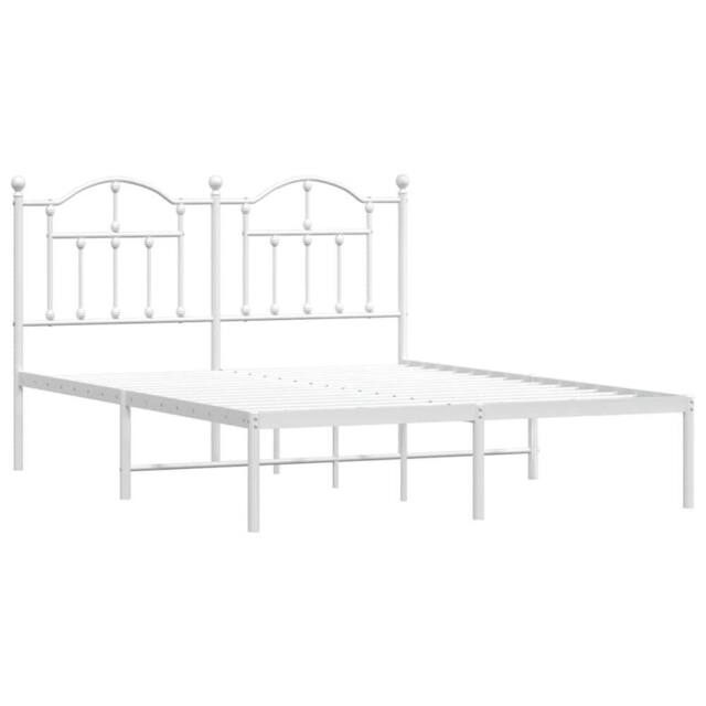 Berkfield Home Metal Bed Frame with Headboard White 140x200 cm - image 1