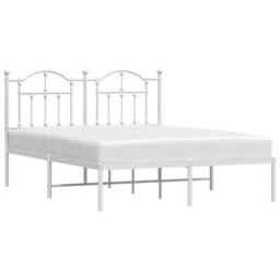Berkfield Home Metal Bed Frame with Headboard White 140x200 cm - thumbnail 4