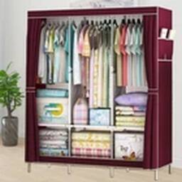 EONLION Large Fabric Canvas Wardrobe Clothes Storage Cupboard Red