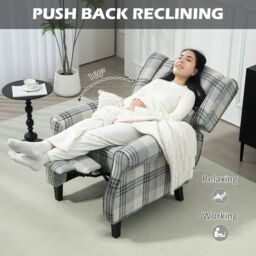HOMCOM Recliner Chair for Living Room Wingback Chair with Padded Armrest in Grey - thumbnail 4