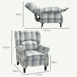 HOMCOM Recliner Chair for Living Room Wingback Chair with Padded Armrest in Grey - thumbnail 3