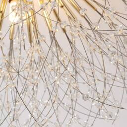 NIVOR 6-Light Gold Crystal Firework Sputnik Ceiling Light Flush Mount E27 in Metallic Gold - thumbnail 8