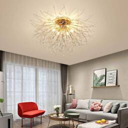 NIVOR 6-Light Gold Crystal Firework Sputnik Ceiling Light Flush Mount E27 in Metallic Gold - thumbnail 6