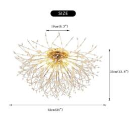 NIVOR 6-Light Gold Crystal Firework Sputnik Ceiling Light Flush Mount E27 in Metallic Gold - thumbnail 2