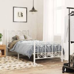 Berkfield Home Metal Bed Frame without Mattress with Footboard White 75x190cm - Size: 75x190 cm - thumbnail 2