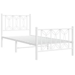 Berkfield Home Metal Bed Frame without Mattress with Footboard White 75x190cm - Size: 75x190 cm - thumbnail 1