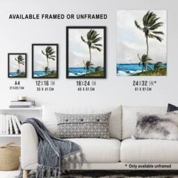 Artery8 Palm Tree in Nassau Landscape Winslow Homer Framed Wall Art Print - Size: A4 - thumbnail 3