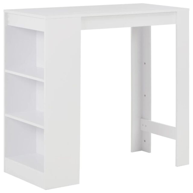 Berkfield Home Bar Table with Shelf White 110x50x103 cm - Size: 110 x 50 x 103 cm - image 1