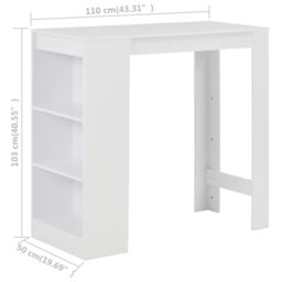 Berkfield Home Bar Table with Shelf White 110x50x103 cm - Size: 110 x 50 x 103 cm - thumbnail 6