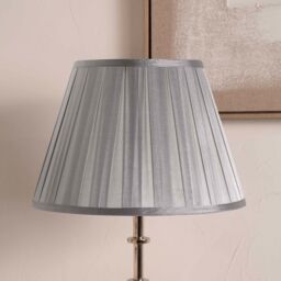 Ruma Grey Empire Silk Box Pleat Lamp Shade for Table Lamps & Floor Lamps - Size: 18 inches - thumbnail 1