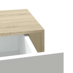 Berkfield Home Elegant Wall-mounted Drawer Shelf Oak & White 60x23.5x10cm MDF in Natural - Size: 60x23.5x10 cm - thumbnail 9