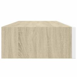 Berkfield Home Elegant Wall-mounted Drawer Shelf Oak & White 60x23.5x10cm MDF in Natural - Size: 60x23.5x10 cm - thumbnail 7