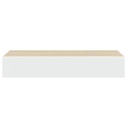 Berkfield Home Elegant Wall-mounted Drawer Shelf Oak & White 60x23.5x10cm MDF in Natural - Size: 60x23.5x10 cm - thumbnail 6
