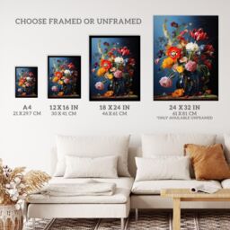 Wee Blue Coo Wall Art Print Bursting With Beauty Floral Bouquet Living Room Framed - Size: A4 - thumbnail 3