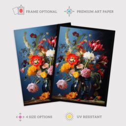 Wee Blue Coo Wall Art Print Bursting With Beauty Floral Bouquet Living Room Framed - Size: A4 - thumbnail 2